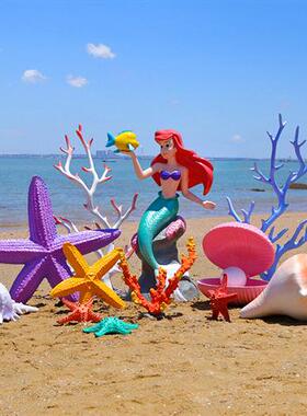 海豚雕塑鲸鱼玻璃钢摆件商场沙滩水池海洋馆美人鱼贝壳海螺装饰品