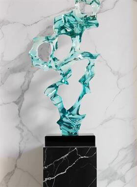 新中式假山可达豪华酒店售楼处雕塑艺术简约现代抽象透明树脂桌饰