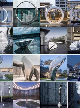 不锈钢雕塑定制大型户外镜面圆环鹿金属发光镂空学校园林广场摆件