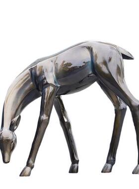 户外仿铜梅花鹿雕塑玻璃钢抽象园林景观装饰摆件草坪小区售楼部处