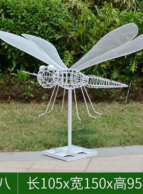 户外不锈钢铁艺镂空蝴蝶园林景观仿真蜻蜓雕塑小区草坪售楼部摆件