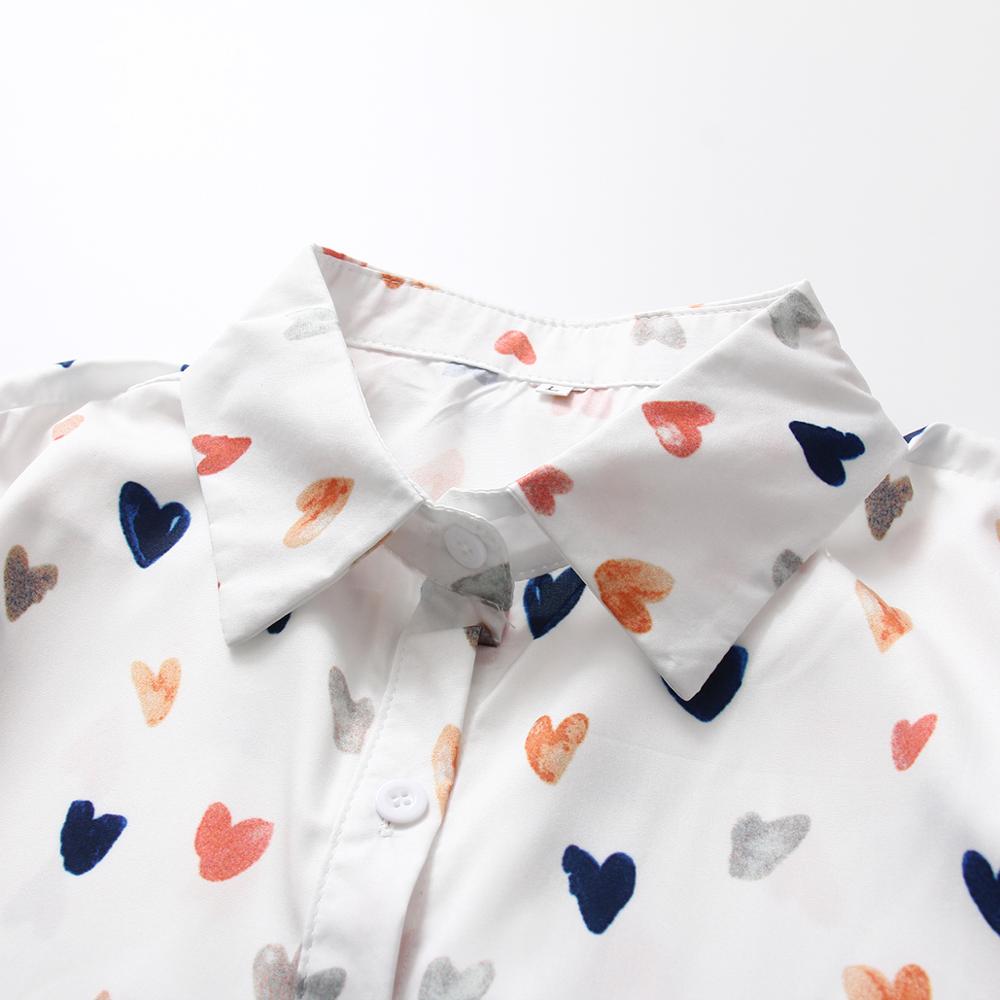 Button up love printed shirt for women系扣爱心印花翻领衬衫女 - 图2