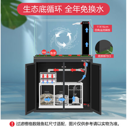 超白玻璃兰寿水草鱼缸水族箱家用客厅小型生态底过滤免换水金鱼缸