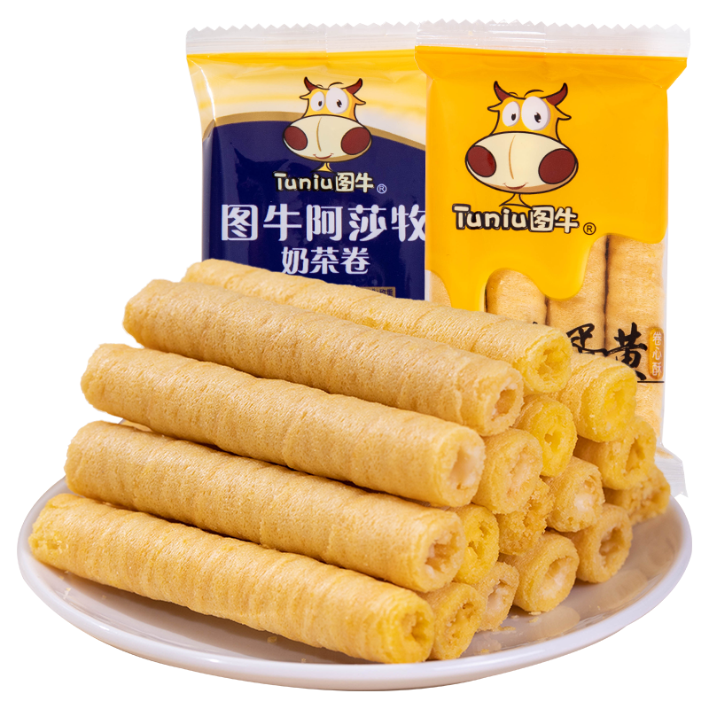 图牛咸蛋黄卷心酥夹心蛋卷零食小蛋卷酥蛋黄卷奶茶卷豆乳卷心酥,淘宝优惠券,粉丝福利购,淘宝优惠卷