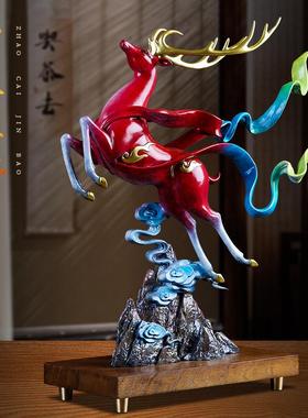 铜鹿摆件一鹿长虹梅花鹿办公室客厅酒柜玄关装饰乔迁公司开业礼品