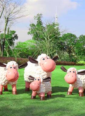 户外仿真动物山羊绵羊模型雕塑幼儿园售楼部卷毛羊草坪庭院大摆件