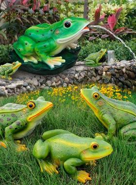 喷水大青蛙摆件花园户外动物仿真流水大天鹅模型雕塑庭院鱼池装饰