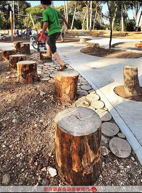 小马车木制造型游乐设备无动力乐园游艺木头艺术美陈装置定制厂家