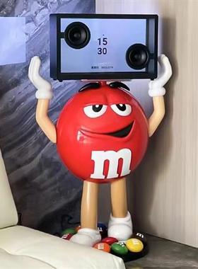 卡通豆大摆件玻璃钢雕塑网红豆人公仔落地家居客厅电视柜装饰