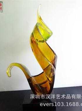 透明仿琉璃工艺品简约现代时尚家居会所抽象雕塑陈设品摆件