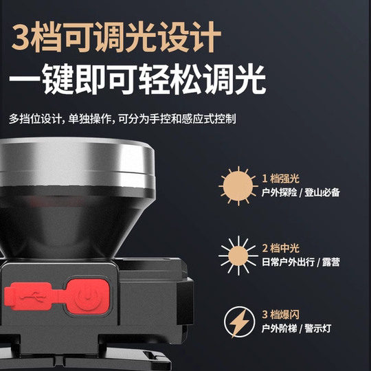 Oaks strong bald headlights are super bright and long-range fishing specialty outdoor mountaineering adventure charging small head-mounted