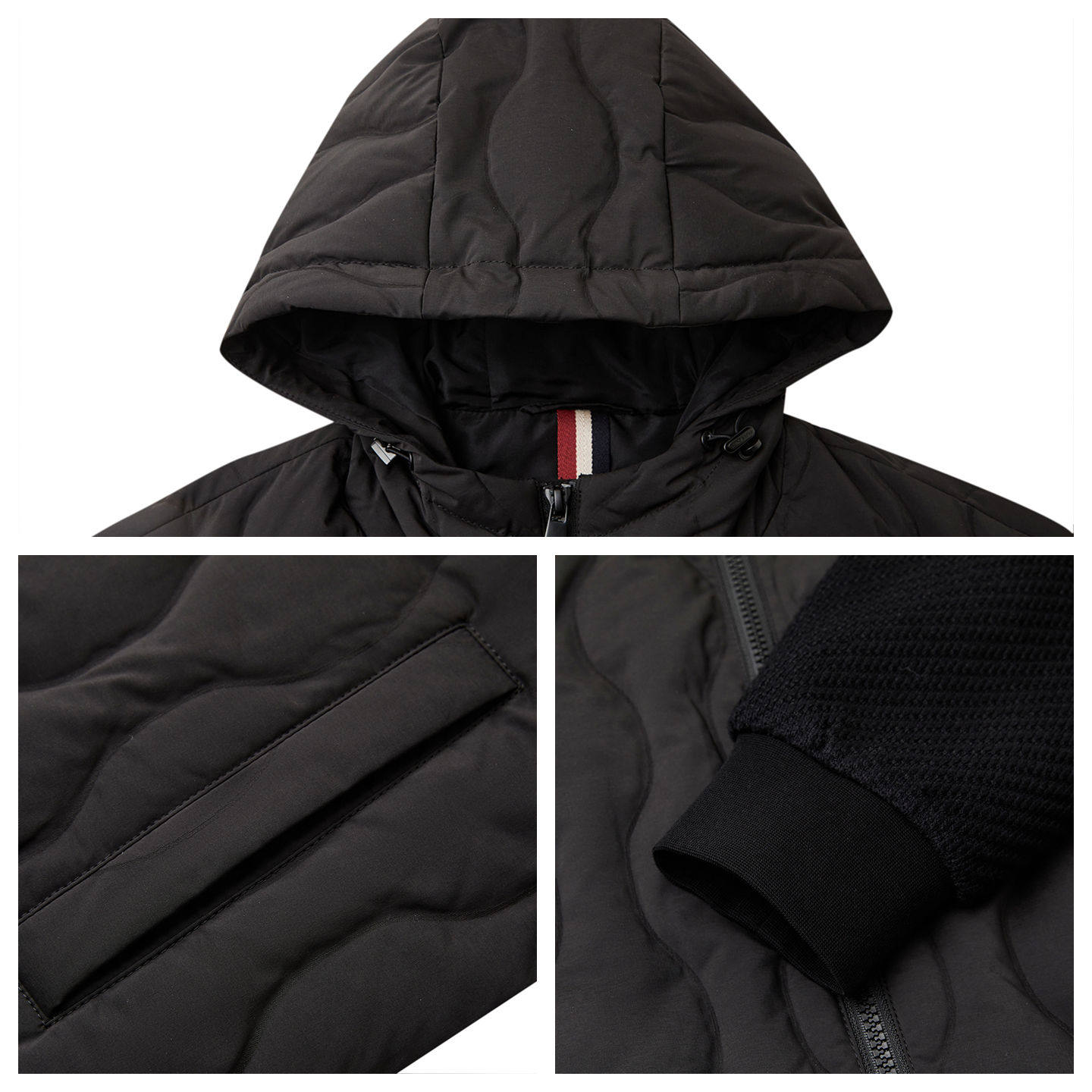 【鹅绒】LONDA 伦德马秋冬黑色连帽羽绒服拼接绗缝轻盈保暖外套男,淘宝优惠券,粉丝福利购,淘宝优惠卷