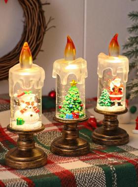 圣诞节装饰品桌面摆件发光蜡烛小夜灯氛围布置场景拍照道具礼物树