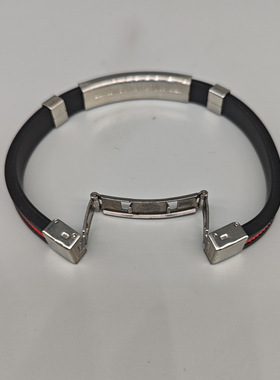 不锈钢硅胶手环素圈欧美网红简约黑男手镯个性男创意手链细窄小众