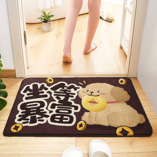 洗手间地垫防滑垫地毯浴室门口吸水洗澡脚踩垫卡通可爱仿羊绒地垫 - 图1