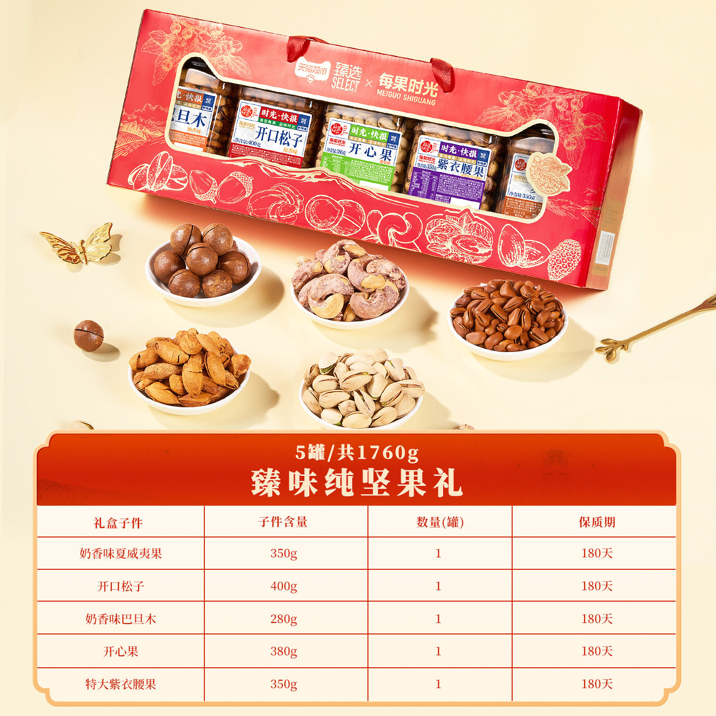 每果时光全坚果礼盒1760g罐装炒货礼品过节送礼零食年货大礼包,淘宝优惠券,粉丝福利购,淘宝优惠卷