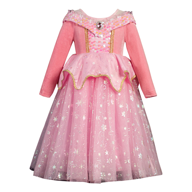 艾洛公主裙女童春装爱洛生日礼服COS睡美人粉色万圣节儿童连衣裙