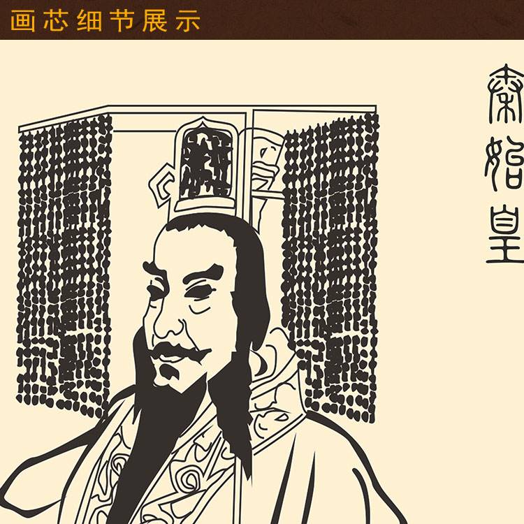 秦始皇画 像嬴政挂画 人物画国画 装饰画 画已装裱绢布卷轴画定制 - 图0