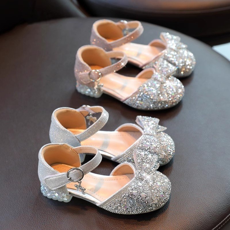 真皮女童公主鞋儿童高跟鞋2025夏季新款水晶鞋女孩演出鞋配礼服鞋,淘宝优惠券,粉丝福利购,淘宝优惠卷