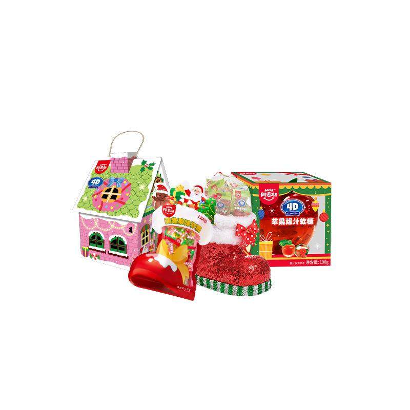 阿麦斯4d爆浆爆汁软糖圣诞节礼品苹果罐糖果礼盒平安夜圣诞装饰,淘宝优惠券,粉丝福利购,淘宝优惠卷