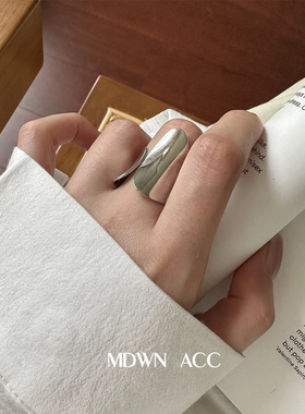 宽边不规则宽窄戒指女时尚气质嘻哈S925镀银开口指环网红食指戒潮
