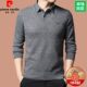 Pier Cardin pure cashmere sweater men's spring and autumn thin fake two-piece sweater men's shirt collar thickened knitted base shirt