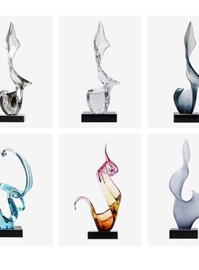 家居入户玄关摆件样板房桌面软装饰品客厅电视柜两侧透明树脂雕塑