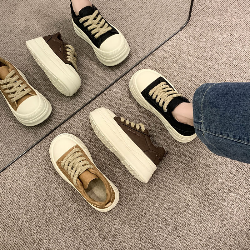 厚底增高运动板鞋女2025秋冬新款爆款加绒百搭休闲轻便松糕面包鞋,淘宝优惠券,粉丝福利购,淘宝优惠卷