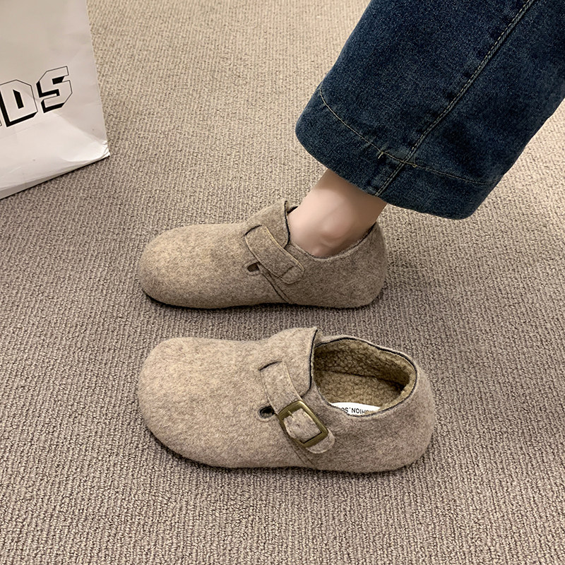加绒勃肯鞋女2025冬季新款复古百搭内增高保暖毛毛棉鞋软底豆豆鞋,淘宝优惠券,粉丝福利购,淘宝优惠卷