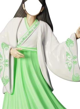 网红云南大理同款空脸打卡玻璃钢雕塑汉服古装景区拍照引流大摆件