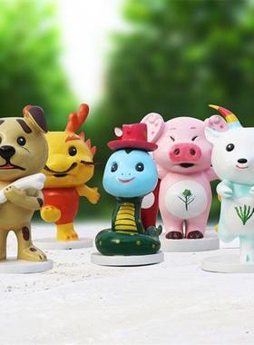 玻璃钢卡通十二生肖雕塑摆件大型吉祥物公仔商场美陈户外小品装饰