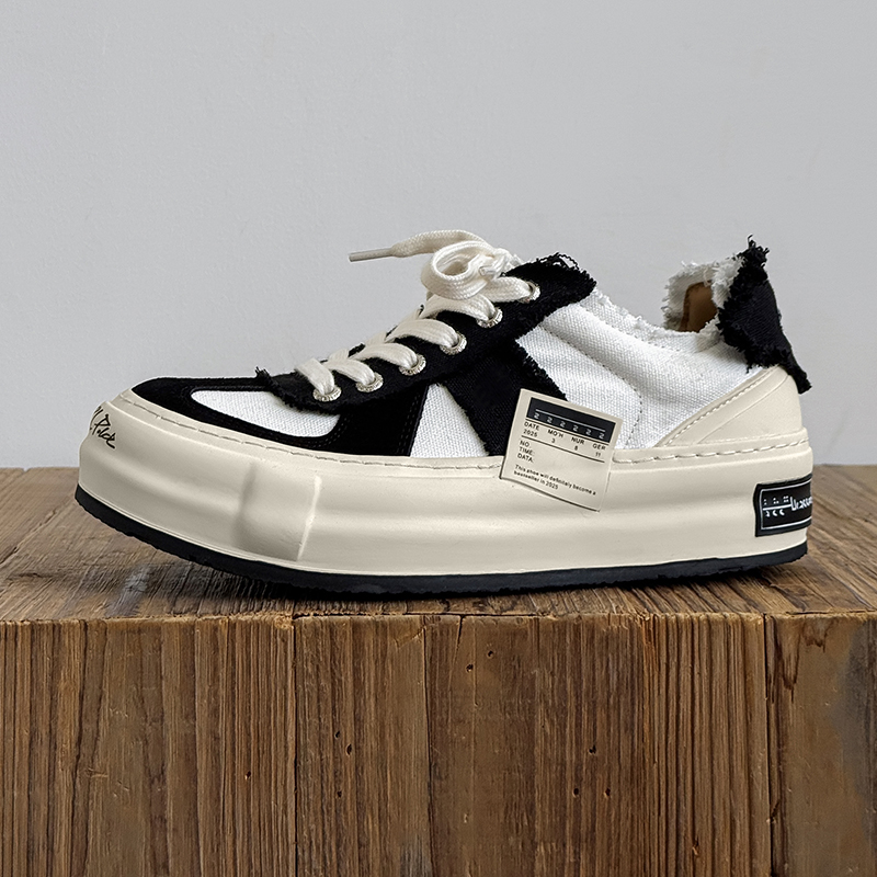 【吴建豪同款】原创厚底帆布鞋透气男女款增高运动休闲板鞋德训鞋 - 图1