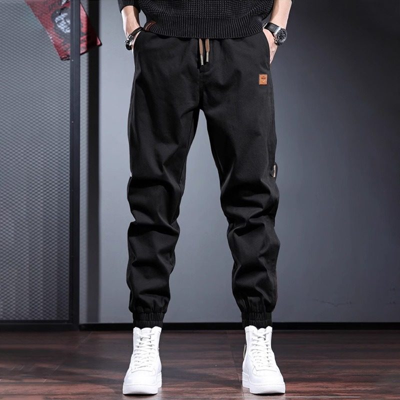 新款潮牌工装裤男宽松束脚休闲裤春秋季设计感小众裤子男哈伦裤潮,淘宝优惠券,粉丝福利购,淘宝优惠卷