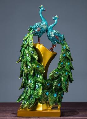 欧式玄关创意新房工艺孔雀电视柜摆件现代家居酒柜装饰品结婚礼品