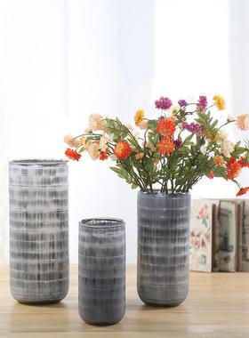 厂家 客厅欧式摆件插刻线透明花瓶家居装饰品创意玻璃花瓶样