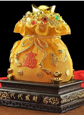 旺财福袋摆件风水招财存钱罐客厅酒柜装饰品办公室开业礼品立体