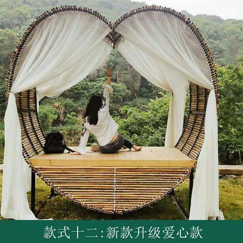 巴厘岛网红创意鸟巢秋千户外同款爱心吊篮景区打卡婚纱照拍摄道具 - 图0