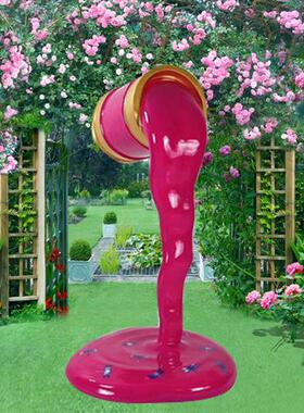 户外创意彩绘油漆桶玻璃钢雕塑园林庭院公花园艺术美陈装饰品摆件