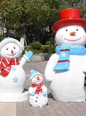 大型商场圣诞节卡通人物圣诞老人雪人礼盒玻璃钢雕塑美陈装饰摆件