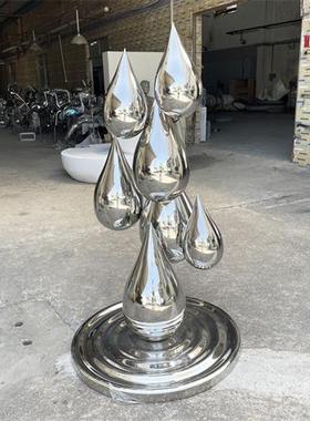 不锈钢镜面水滴造型雕塑金属摆件酒店大堂室内悬挂吊饰装饰品定制