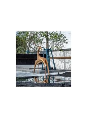 不锈钢几何抽象梅花鹿雕塑园林景观售楼部草坪房地产小区装饰摆件