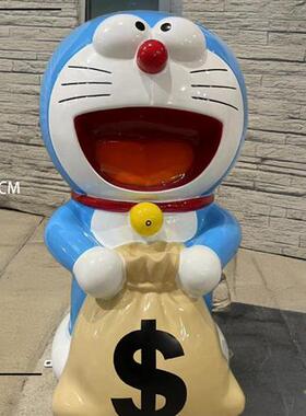玻璃钢卡通雕塑哆啦a梦门头壁挂装饰商场咖啡厅网红机器猫摆件