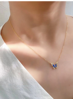 梦蝴蝶纯银项链女仙气冷淡风百搭