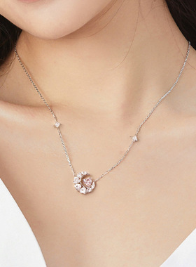 梦幻心月项链925纯银锁骨链女