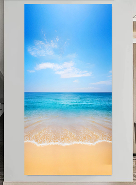 海边椰树玄关装饰画过道走廊海景风景寓意好正对门墙贴画客厅壁画