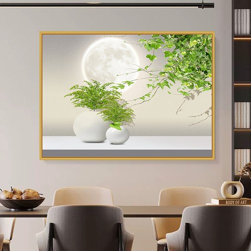 柿柿如意餐厅装饰画现代简约饭厅餐桌夕厅壁画进门客厅背景墙贴画 - 图0