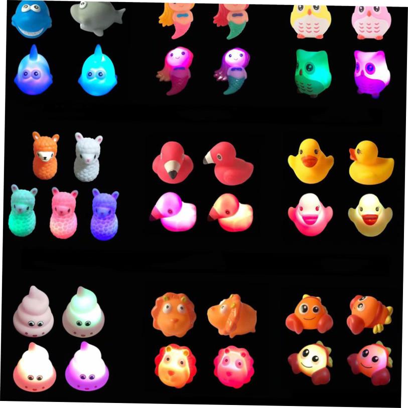 Baby Bath Water Flash Vinyl Toy Animal Touch Induction Glow - 图0