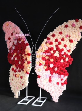 新款铁艺道具巨型蝴蝶骨架摆件