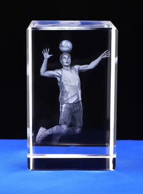 水晶内雕羽毛球蓝球足球体育赛事学校运动会马拉松等赛事奖品摆件