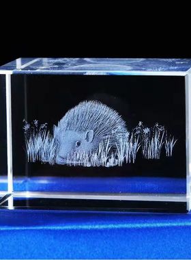 3D水晶内雕水母海豚海龟凤凰恐龙松鹤等海洋生物纪念礼品创意摆件